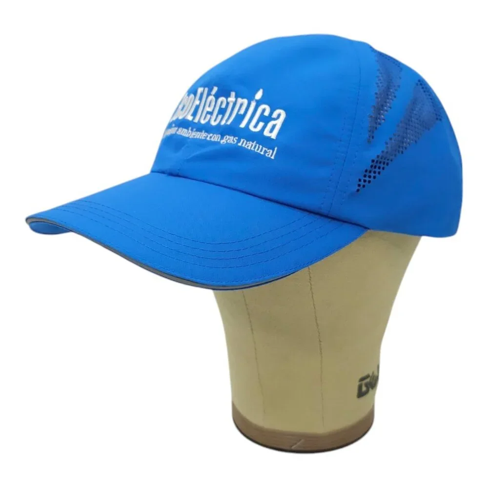 EcoElectrica Side Mesh Strapback Cap Embroidered Logo Trucker Baseball Hat Blue